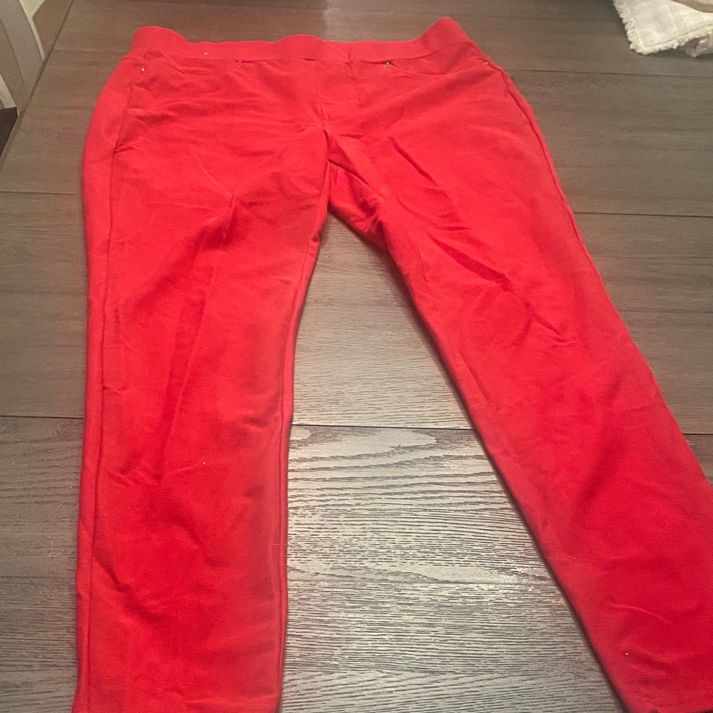 Bright Red Stretch Pants Michael Kors